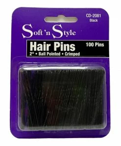 100 Bobby Pins | 2" | Ball Pointed | Crimped | SOFT N STYLE