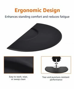 SSW Anti-Fatigue Floor Mat | Black | Semi Circle | 7/8 In. Thick