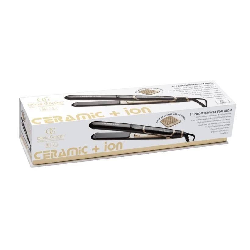 OLIVIA GARDEN Permanents & Straighteners Ceramic + Ion 1" Professional Flat Iron With Free Gifts | CI-FL1DL01