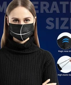 SSW Disposable Face Masks | Black | 50 PCS | 5 X 10-Packs