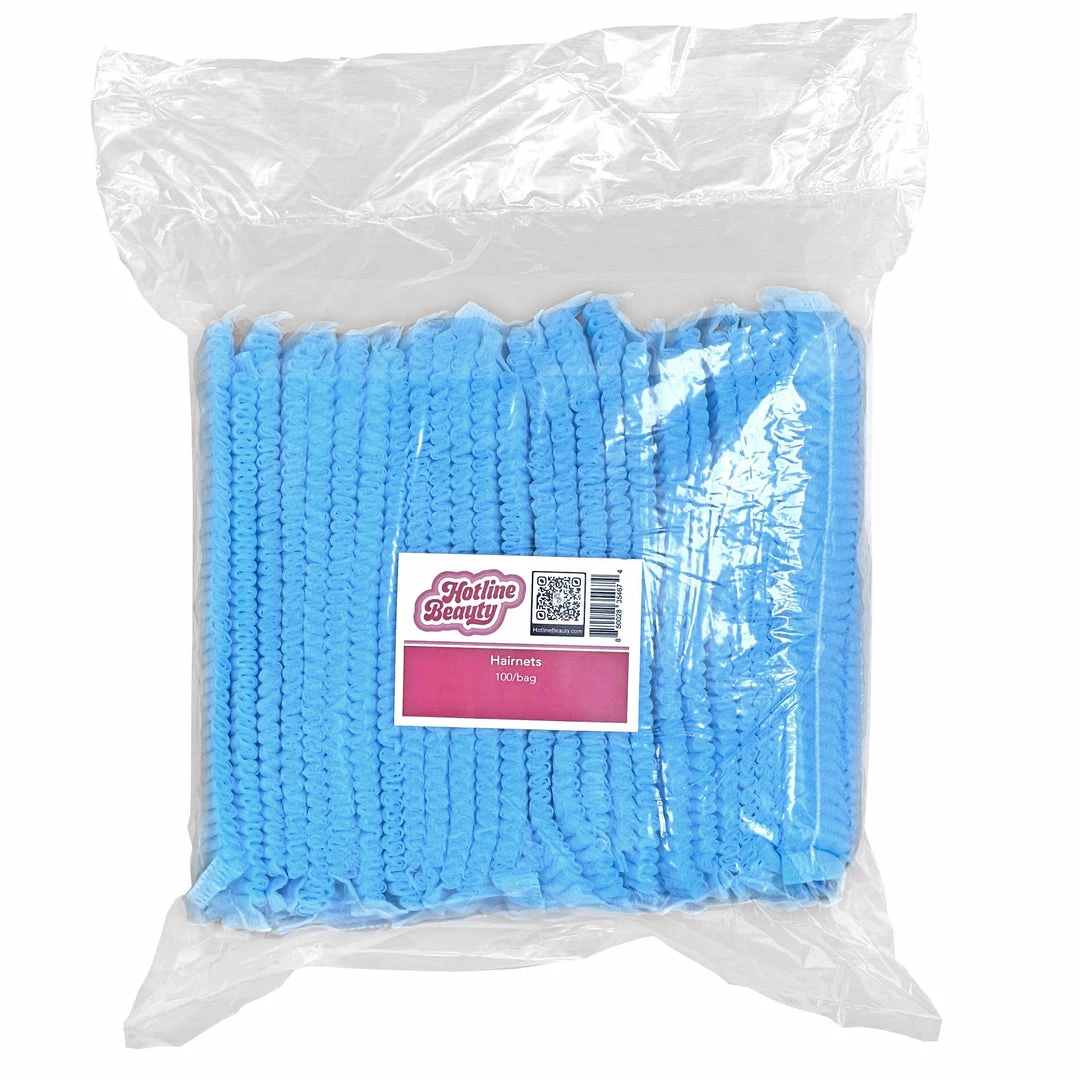 Disposable Hairnets | Blue | 100 Bag | HOTLINE BEAUTY Spa