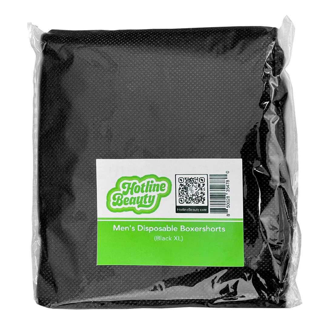 HOTLINE BEAUTY Spa Men's Disposable Boxershorts | Black | XL