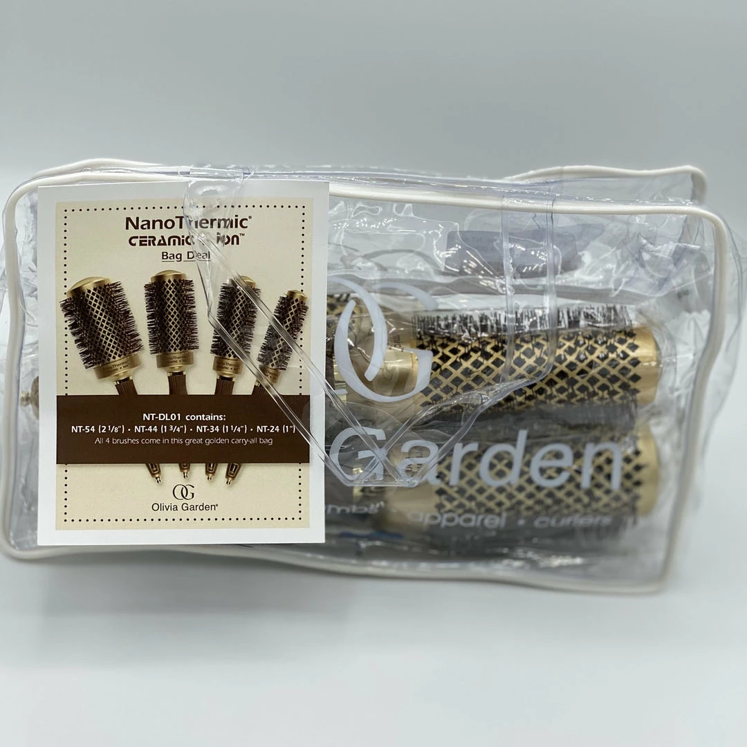 OLIVIA GARDEN Nano Thermic Ceramic + Ion Round Thermal Bag Deal | NT-BOX01 Combs & Brushes