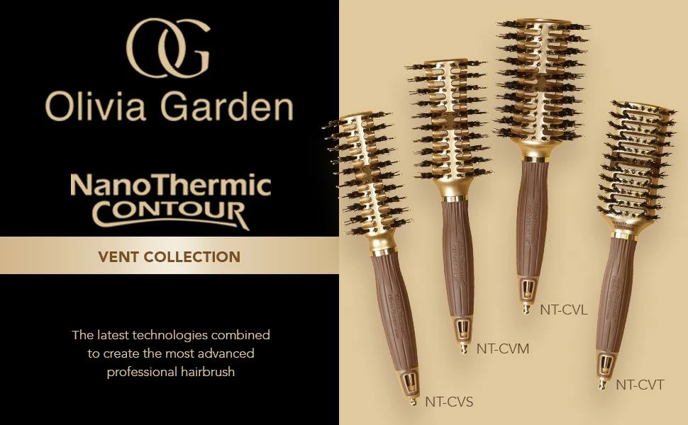 OLIVIA GARDEN NT-CVT | Tunnel | Nanothermic Contour Vent | Combo Hair Brush Combs & Brushes