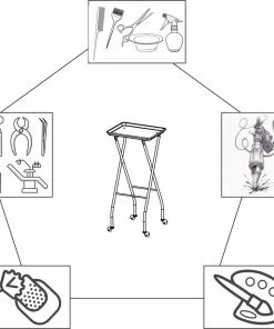 SSW SF-001 | Professional Salon Folding Trolley/Tray/Cart On Wheels