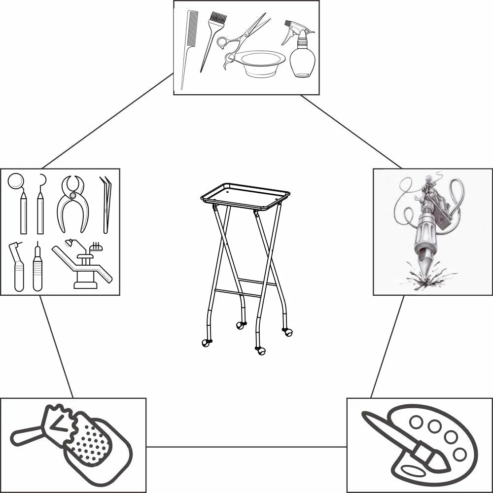 SSW SF-001 | Professional Salon Folding Trolley/Tray/Cart On Wheels