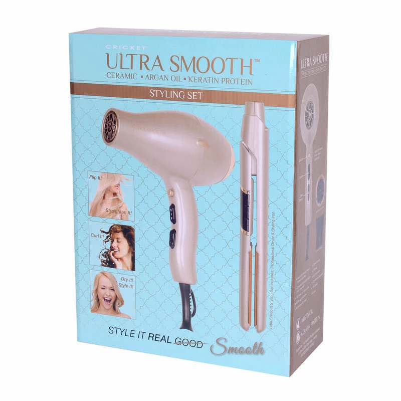 PRODUCTS Ultra Smooth Styling Set | Professional Hair Dryer And Styling Iron | CRICKET